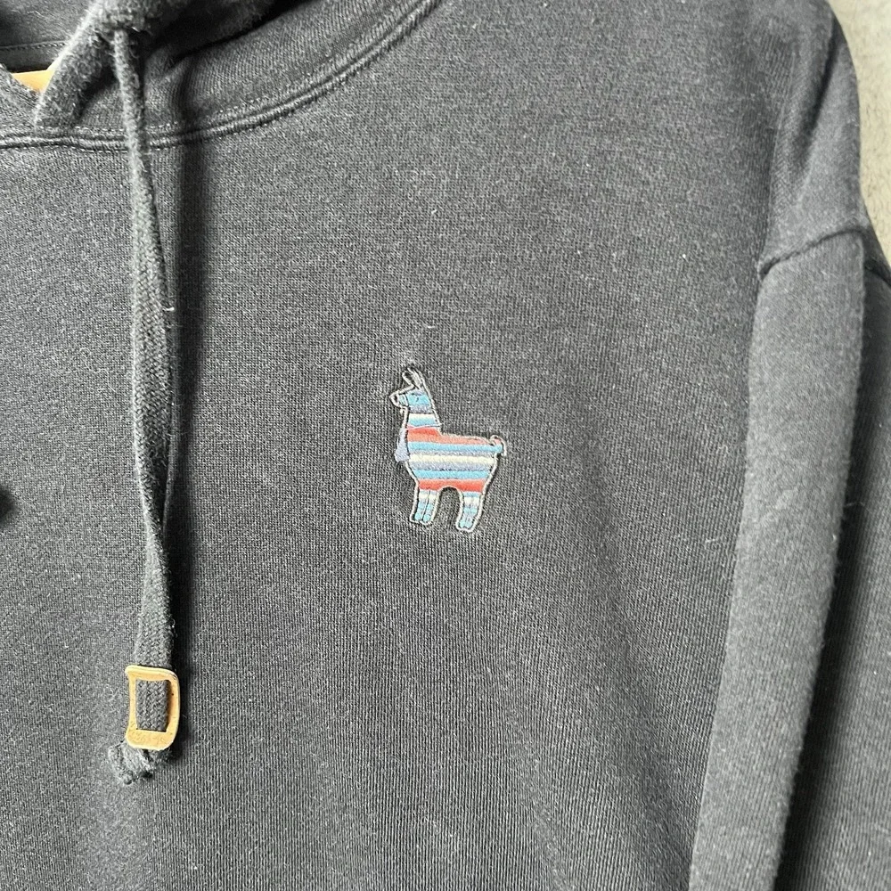 Tentree Peru Embroidered Llama Hoodie Black Men's 2XL Organic Cotton
